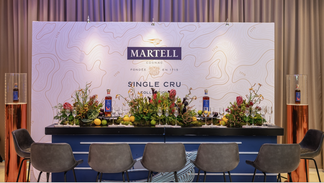 Martell’s Single Cru tasting experience counter.